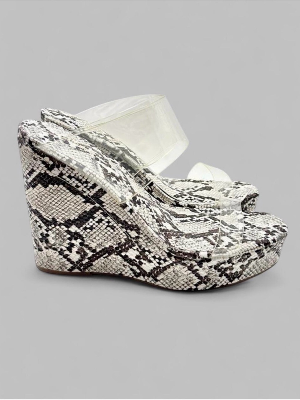New Express Platform Wedges Sandals Women 10 Snakeskin Club Party Mob Wife Sexy